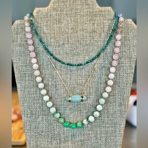 Moon & Stone Crystal Necklace Set - Ombre Spirit Rebel, Apatite, Ammonite